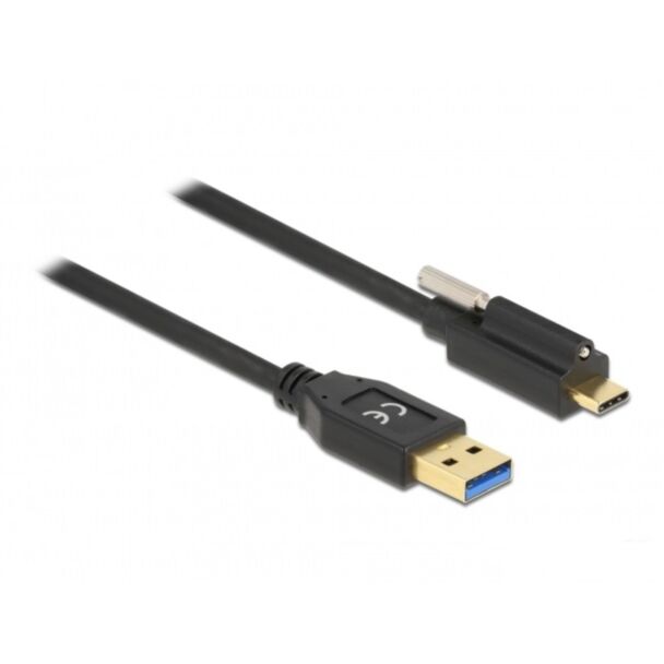 DeLOCK SuperSpeed USB (USB 3.2 Gen 2) Cable Type-A male to USB Type-C male with screw on top 1.5 m