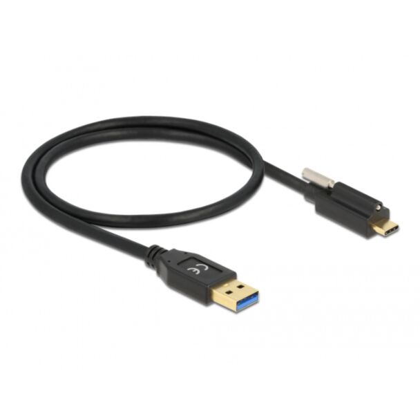 DeLOCK SuperSpeed USB 10 Gbps (USB 3.2 Gen 2) Cable Type-A male to USB Type-C male with screw on top 0.5 m