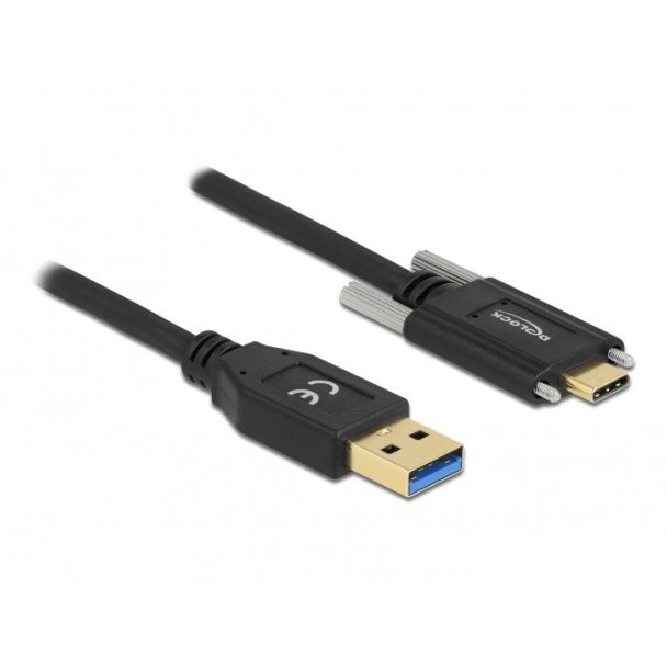 DeLOCK SuperSpeed USB 10 Gbps (USB 3.2 Gen 2) Cable Type-A male to USB Type-C male with screws on the sides 0.5 m