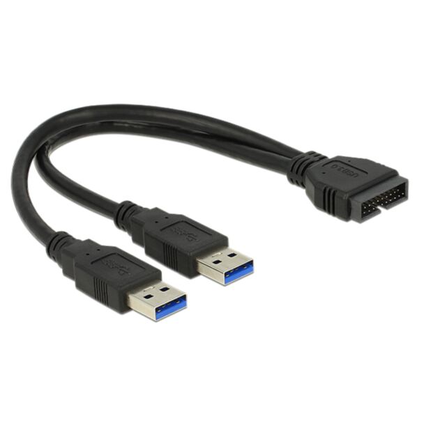 DeLOCK 0.25m USB3.0/2xUSB3.0 USB cable USB 3.2 Gen 1 (3.1 Gen 1) 2 x USB A Black