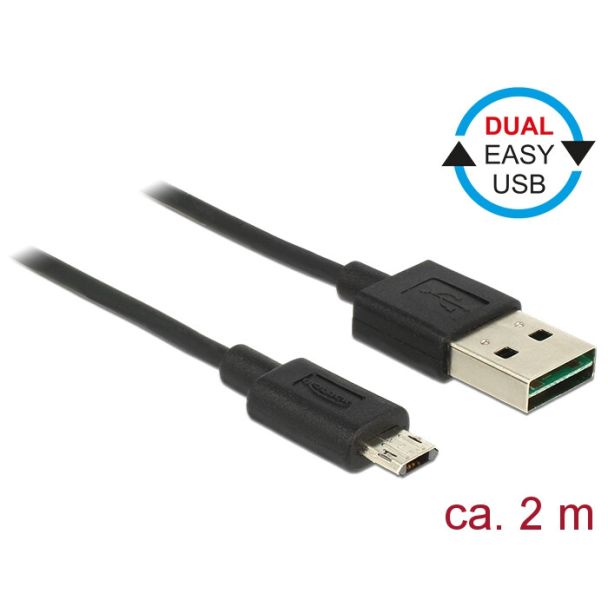 DeLOCK 83850 USB cable USB 2.0 2 m USB A Micro-USB B Black