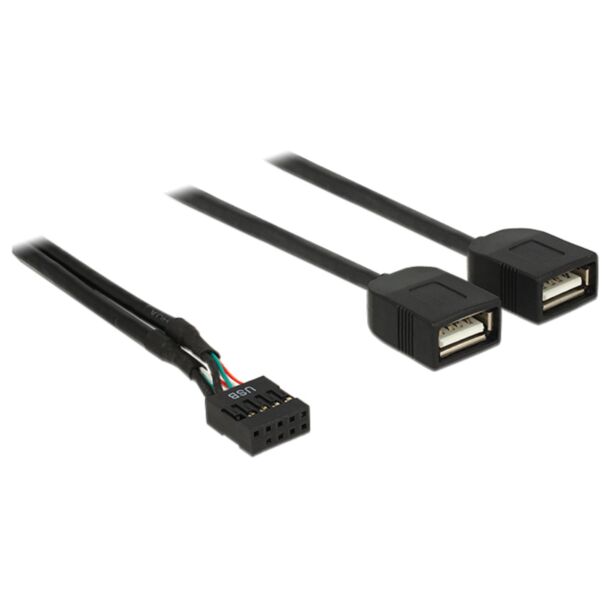 DeLOCK 83823 cavo USB USB 2.0 0,4 m 2 x USB A Nero