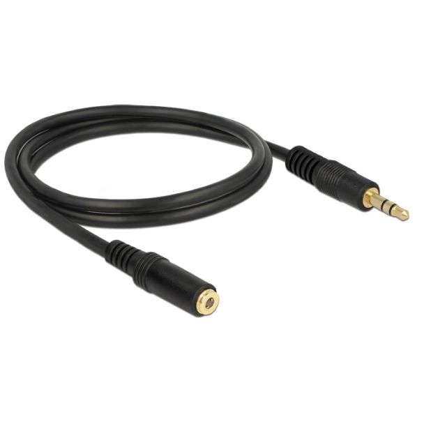 DeLOCK 3.5mm M-F, 1m cavo audio Nero