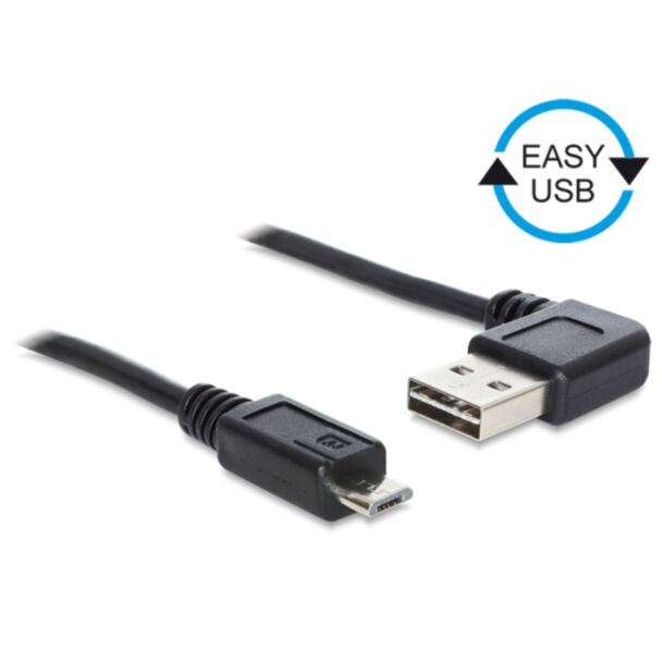 DeLOCK 0.5m, USB2.0-A/USB2.0 Micro-B cavo USB 0,5 m USB A Micro-USB B Nero