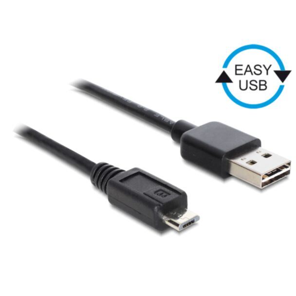 DeLOCK 0.5m, USB2.0-A/USB2.0 Micro-B cavo USB 0,5 m USB A Micro-USB B Nero