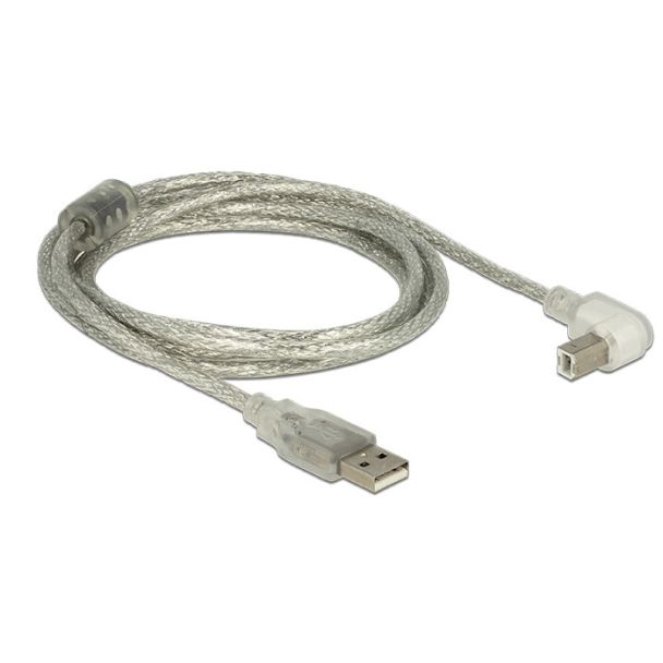 DeLOCK 2m, USB2.0-A/USB2.0-B cavo USB USB A USB B Argento, Trasparente