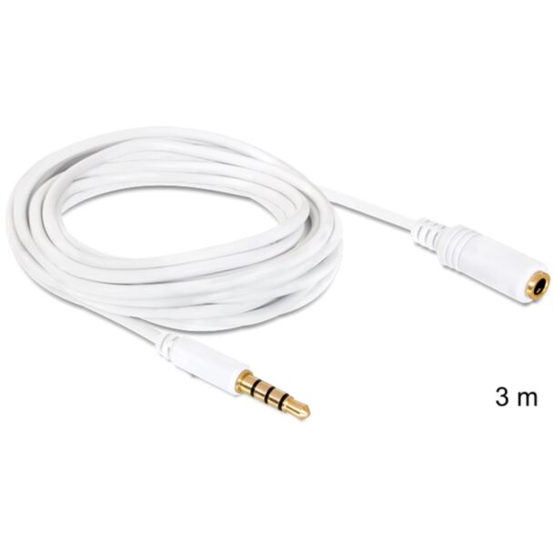 DeLOCK 3.5mm 3m cavo audio 6.35mm Bianco