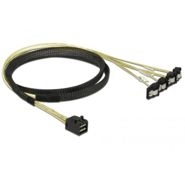 DeLOCK 85685 SCSI cable Black, Yellow 1 m 1 x Mini SAS HD SFF-8643 4 x SATA 7 pin