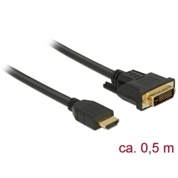 DeLOCK 85651 video cable adapter 0.5 m HDMI Type A (Standard) DVI Black