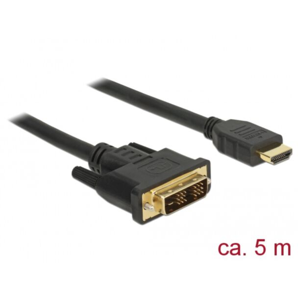DeLOCK 85586 video cable adapter 5 m DVI-D HDMI Type A (Standard) Black