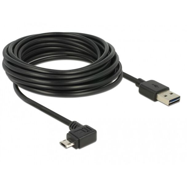 DeLOCK Cable EASY-USB 2.0 Type-A male > EASY-USB 2.0 Type Micro-B male angled left / right 5 m black