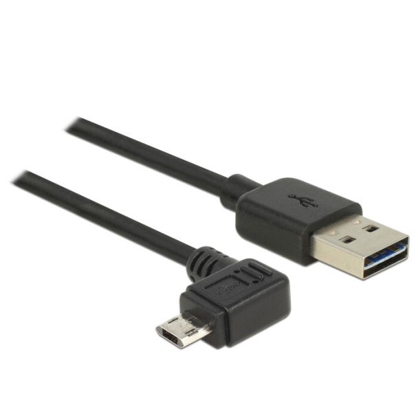 DeLOCK Cavo EASY-USB 2.0 Tipo-A maschio > EASY-USB 2.0 Tipo-Micro-B maschio nero con angolazione sinistra / destra da 5 m