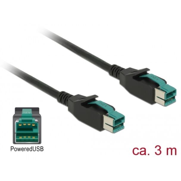 DeLOCK 85494 cavo di alimentazione Nero 3 m PoweredUSB