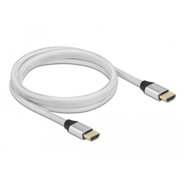 DeLOCK Cavo HDMI ad altissima velocità 48 Gbps 8K 60 Hz da argento 2 m certificato
