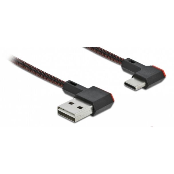 DeLOCK EASY-USB 2.0 Cable Type-A male to USB Type-C™ male angled left / right 2 m black
