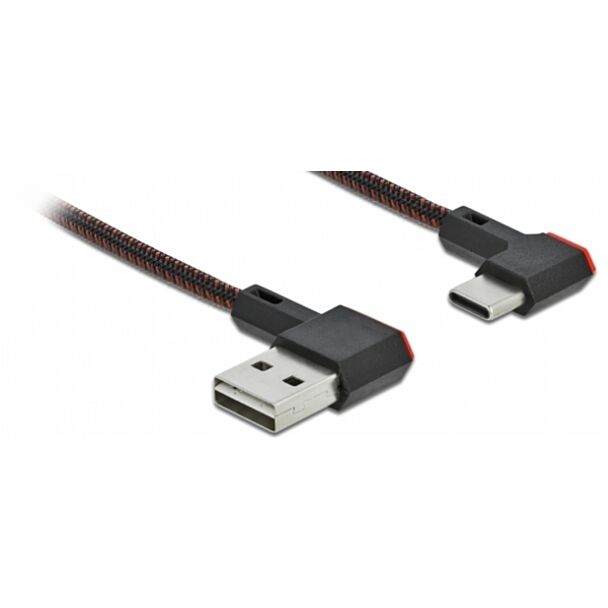 DeLOCK Cavo EASY-USB 2.0 Tipo-A maschio per USB Type-C maschio nero con angolazione sinistra / destra da 0,2 m