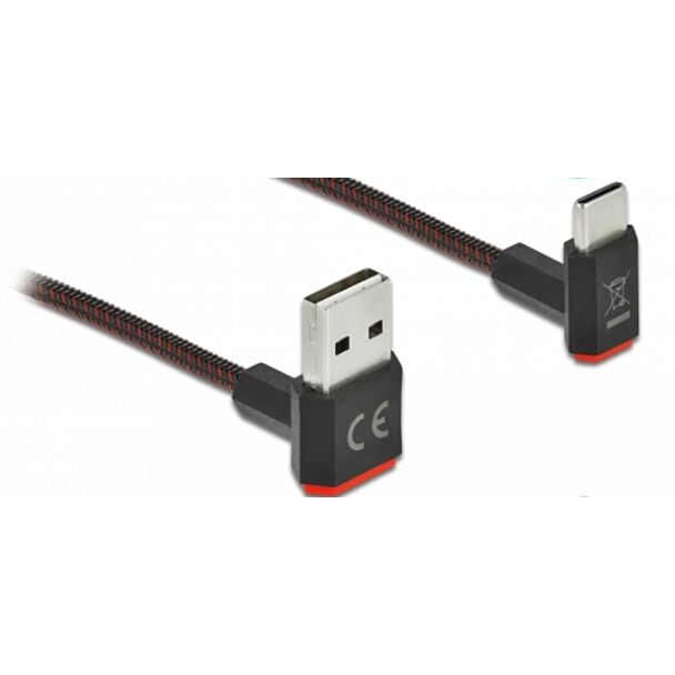DeLOCK Cavo EASY-USB 2.0 Tipo-A maschio per USB Type-C maschio nero con angolazione alto / basso da 2 m