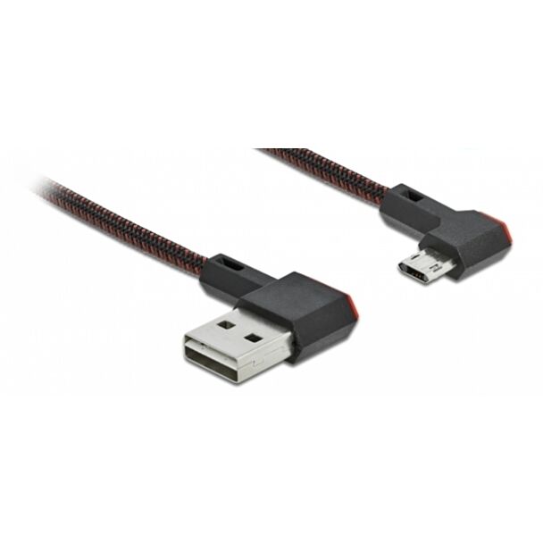 DeLOCK Cavo EASY-USB 2.0 Tipo-A maschio per EASY-USB Tipo Micro-B maschio nero con angolazione sinistra / destra da 1 m