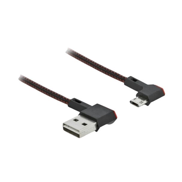 DeLOCK EASY-USB 2.0 Cable Type-A male to EASY-USB Type Micro-B male angled left / right 0.5 m black