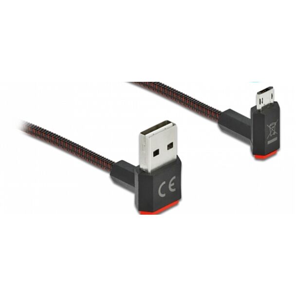 DeLOCK Cavo EASY-USB 2.0 Tipo-A maschio per EASY-USB Tipo Micro-B maschio nero con angolazione alto / basso da 2 m