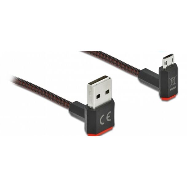 DeLOCK Cavo EASY-USB 2.0 Tipo-A maschio per EASY-USB Tipo Micro-B maschio nero con angolazione alto / basso da 0,2 m