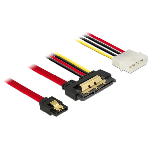 DeLOCK 85230 SATA cable 0.3 m SATA 7-pin + Molex (4-pin) SATA 22-pin Black
