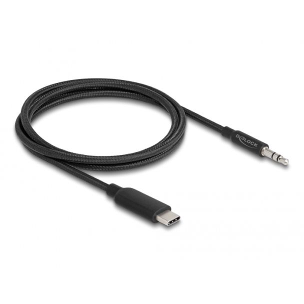 DeLOCK Cavo audio stereo da USB Type-C maschio per jack stereo maschio da 3,5 mm 3 pin da 1 m nero