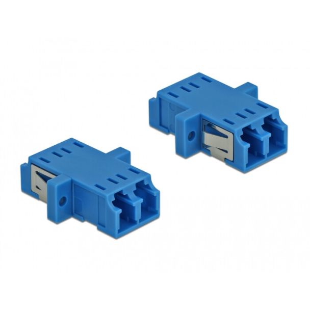 DeLOCK Accoppiatore in fibra ottica LC Duplex femmina per LC Duplex femmina monomodale 2 pezzi blu