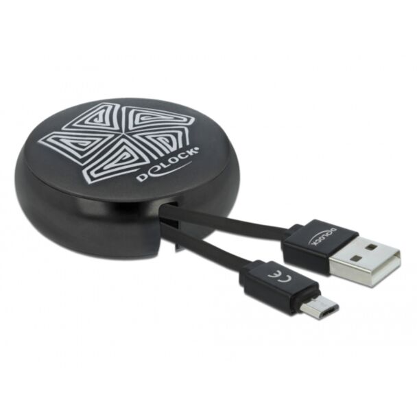 DeLOCK Câble rétractable USB 2.0 Type-A à Micro-B black
