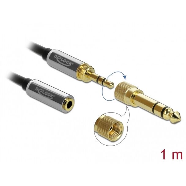 DeLOCK 85780 cavo audio 1 m 3.5mm Nero, Grigio