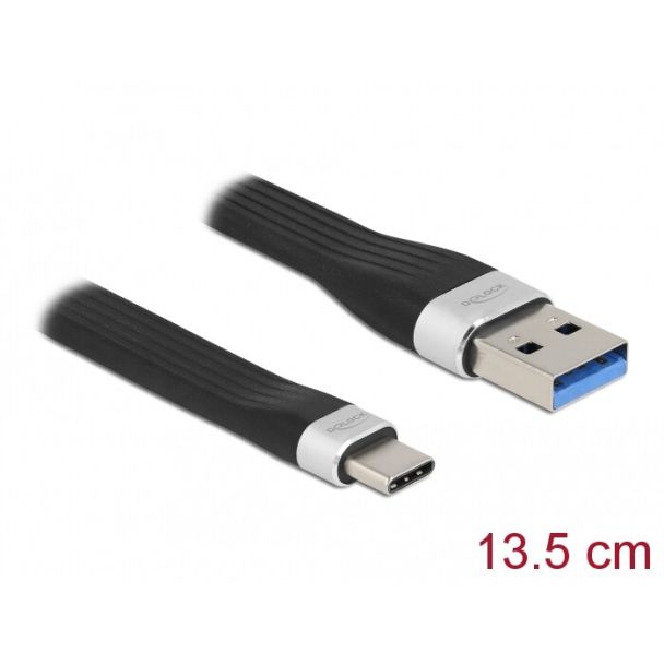 DeLOCK USB 3.2 Gen 1 FPC Flat Ribbon Cable USB Type-A to USB Type-C 13.5 cm PD 3 A