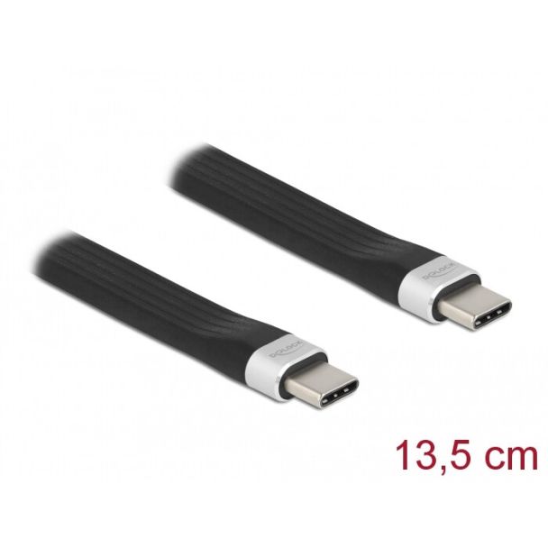 DeLOCK USB 3.2 Gen 2 FPC Flat Ribbon Cable USB Type-C to USB Type-C 13.5 cm PD 3 A E-Marker