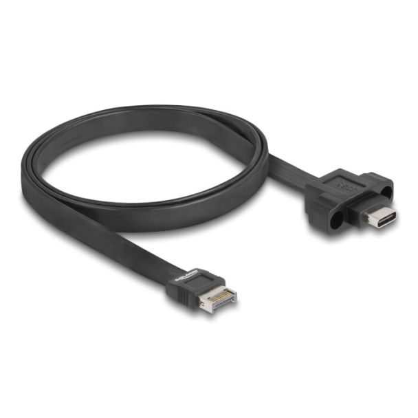 DeLOCK USB 10 Gbps Flat Cable Type-E Key A 20 pin male to USB Type-C female panel-mount 75 cm
