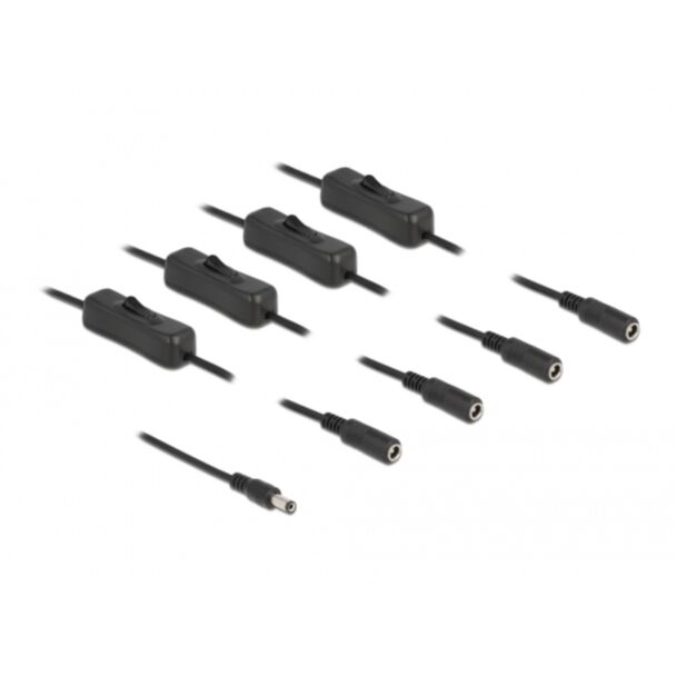 DeLOCK Cavo DC 5,5 x 2,1 mm maschio a 4 x femmina DC con interruttore 1 m