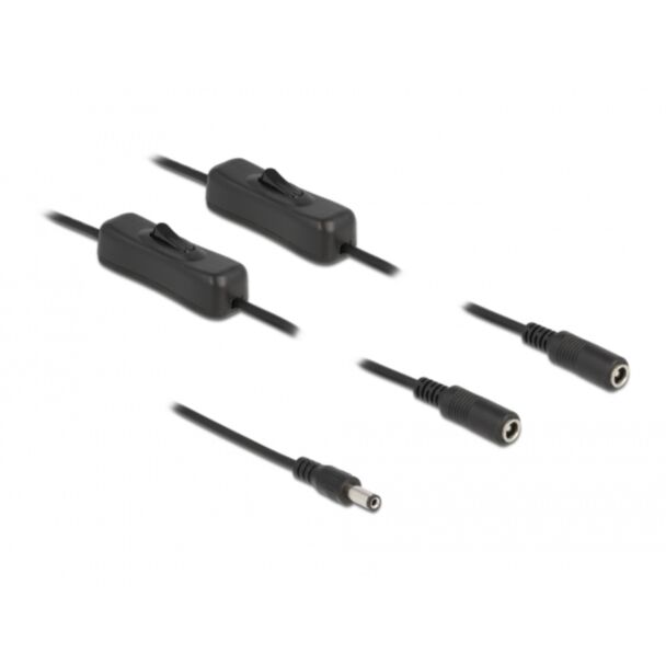DeLOCK Cavo DC 5,5 x 2,1 mm maschio a 2 x femmina DC con interruttore 1 m
