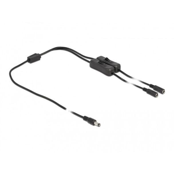 DeLOCK Cavo DC 5,5 x 2,1 mm maschio a 2 x femmina DC con interruttore 1 m