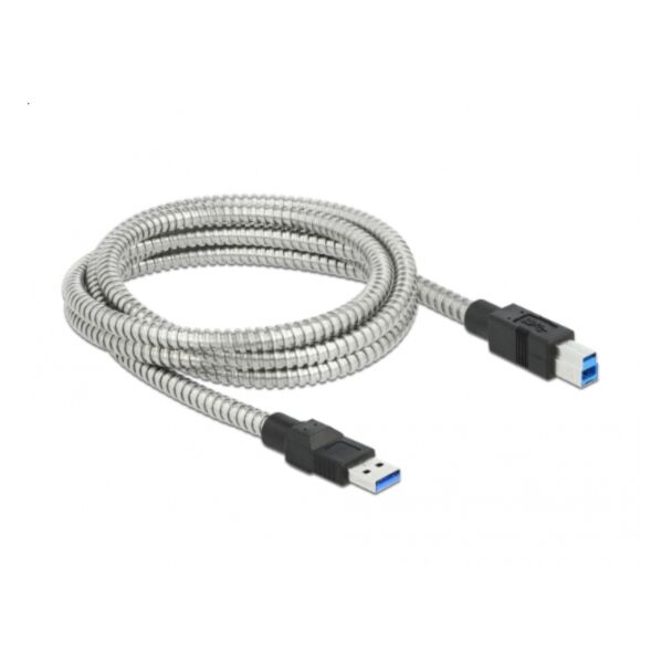 DeLOCK USB 3.2 Gen 1 Cable Type-A male to Type-B male with metal jacket 2 m
