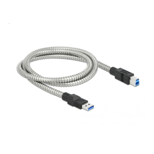 DeLOCK USB 3.2 Gen 1 Cable Type-A male to Type-B male with metal jacket 1 m