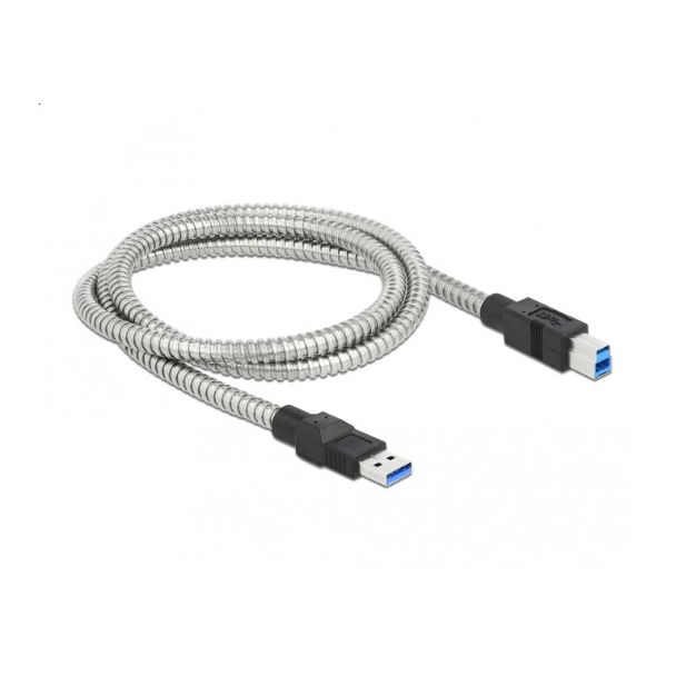 DeLOCK USB 3.2 Gen 1 Cable Type-A male to Type-B male with metal jacket 1 m