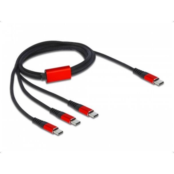 DeLOCK USB Charging Cable 3 in 1 USB Type-C to 3 x USB Type-C 1 m black / red