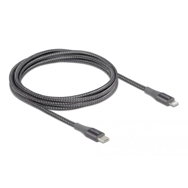 DeLOCK Data and charging cable USB Type-C to Lightning for iPhone, iPad and iPod grey 2 m MFi
