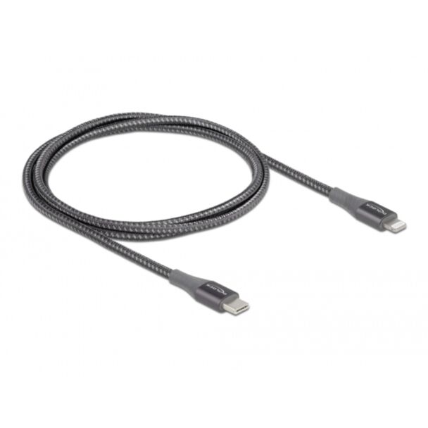 DeLOCK Data and charging cable USB Type-C to Lightning for iPhone, iPad and iPod grey 1 m MFi