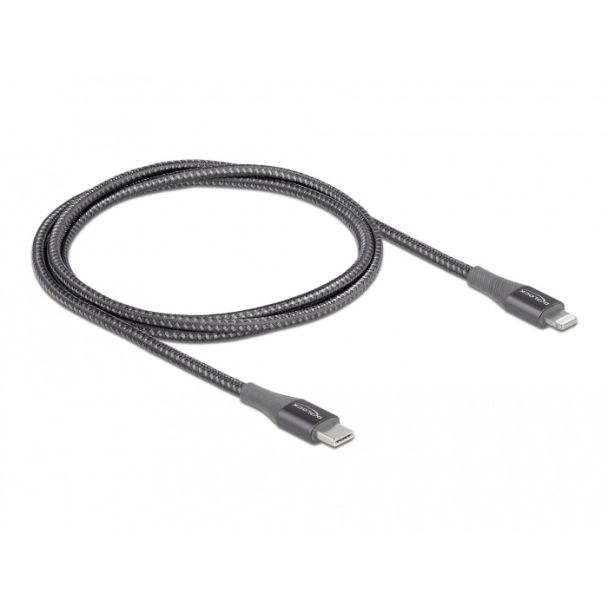 DeLOCK Data and charging cable USB Type-C to Lightning for iPhone, iPad and iPod grey 1 m MFi