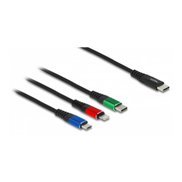 DeLOCK USB Charging Cable 3 in 1 USB Type-C™ to Lightning™ / Micro USB / USB Type-C™ 1 m