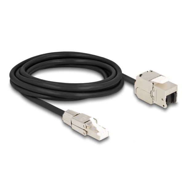 DeLOCK Cavo RJ45 maschio assemblato in campo a modulo Keystone RJ45 femmina Cat.6A da 3 m