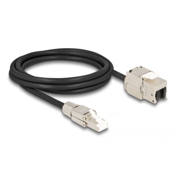 DeLOCK Cavo RJ45 maschio assemblato in campo a modulo Keystone RJ45 femmina Cat.6A da 2 m