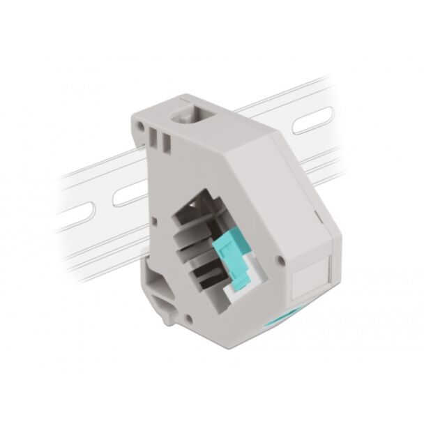 DeLOCK DIN rail Adapter with Keystone SC Simplex female to SC Simplex female aqua