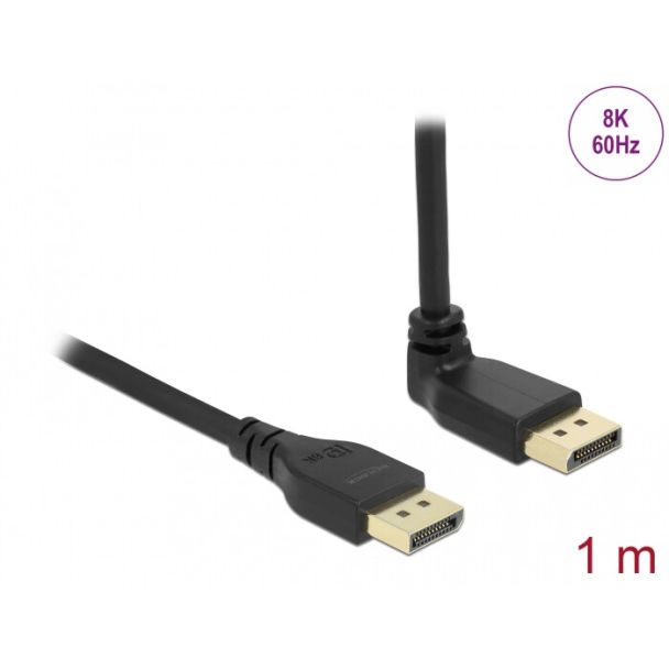 DeLOCK Cavo DisplayPort da maschio diritto a maschio 90° angolato vers l'alto 8K 60 Hz 1 m privo di fermo