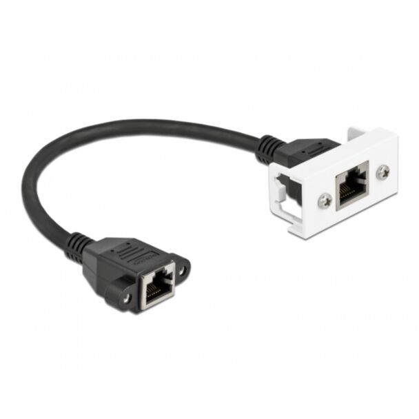 DeLOCK Network Extension Cable for Easy 45 Module S/FTP RJ45 jack to RJ45 jack Cat.6A 25 cm black