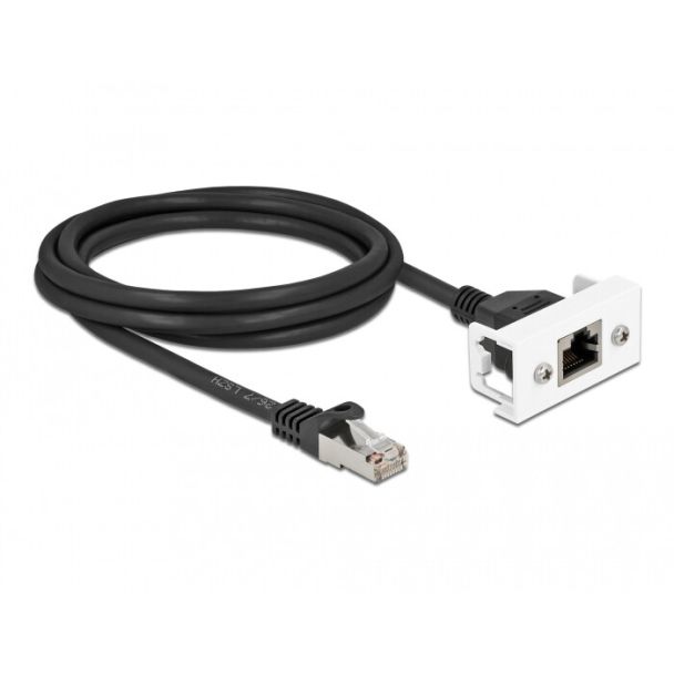 DeLOCK Network Extension Cable for Easy 45 Module S/FTP RJ45 plug to RJ45 jack Cat.6A 2 m black